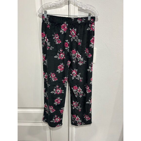 Nicole Miller New York Floral Pajama Set Long Sleeve Top Pants Black Pink Sz M - Picture 7 of 13